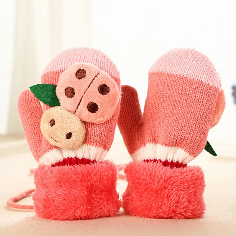  New 0-24 Months Baby Gloves boy Baby girl kids Knitted Gloves Winter Children Warm Rope Mittens Cotton Wool Mittens For Babies (18)