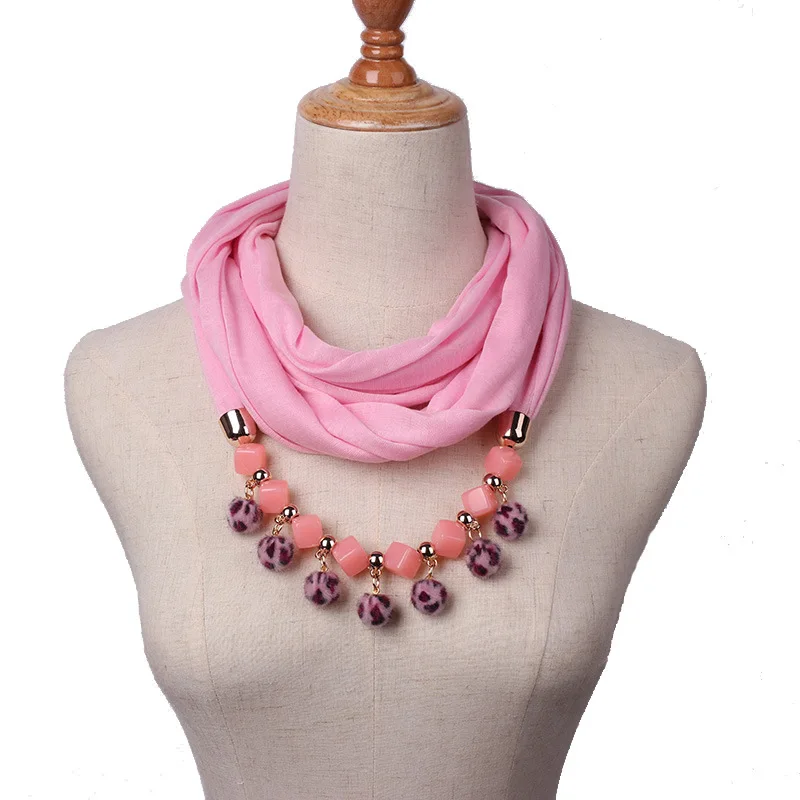 TagerWilen кулон шарф ожерелье бусы Hairball ожерелья с кисточками для женщин полиэстер шарфы ювелирные изделия обертывание аксессуары X-07 - Цвет: 14