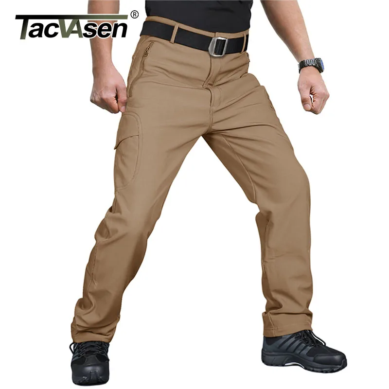 TACVASEN/Зимние флисовые брюки Софтшелл; брюки с несколькими карманами; военные армейские тактические брюки; боевые брюки; страйкбольные охотничьи брюки