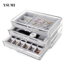 Dustproof Three-Layer Jewelry Storage Display Box Ring Earring Necklace Case Women Pendants Watch Display Stand Box YSUMI