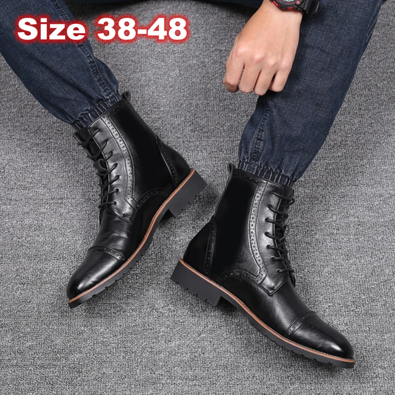 

Breathable Men's Boots Comfort Ankle Boots Men High Quality Vintage Chelsea Shoes Plus Size 38-48 NMB06