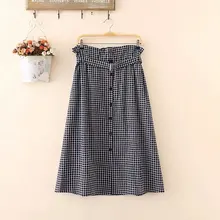 Размера плюс Повседневная Весенняя женская одежда модные юбки с пуговицами S6-3066