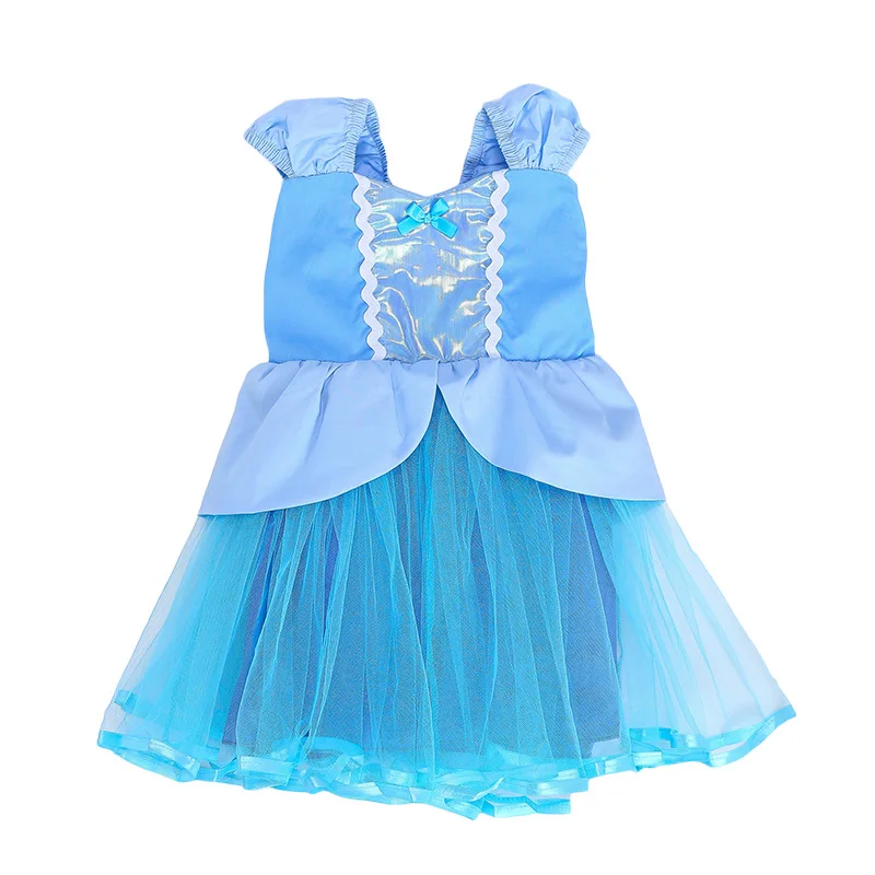 Платье Золушки для маленьких девочек; карнавальный костюм; Детская летняя одежда; голубое платье на Хэллоуин; Рождество; День рождения