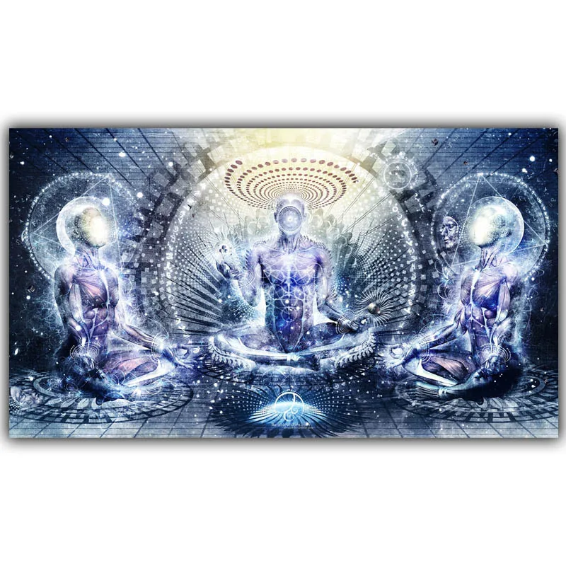 Будды Психоделическое искусство шелковой ткани постер, абстрактный Рисунок картины для комнаты настенный декор 30x53 см 40x71 см