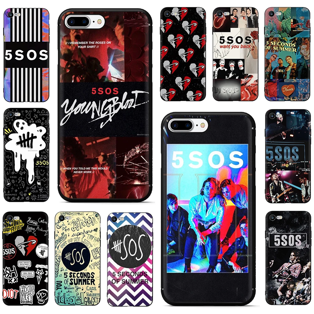 

5 Seconds of Summer 5SOS Soft TPU Silicone phone Cover case for iPhone 5 5S 6 6s 7 8 plus X XR XS 11 Pro Max