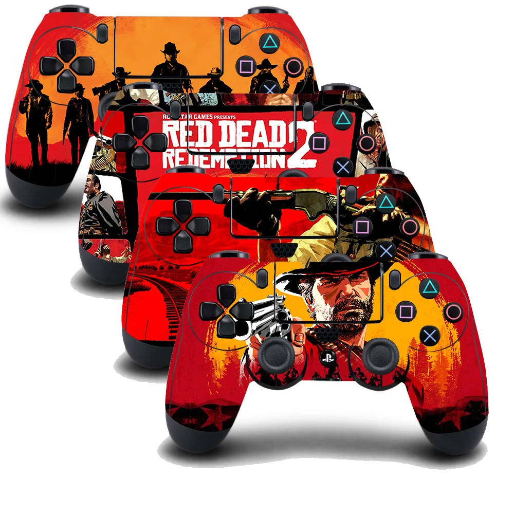 

4PCS Vinyl Skin Sticker Decal Cover for Playstation4 PS4 Controller - Red Dead: Redemption 2