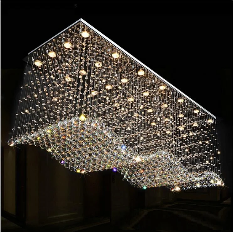 New Crystal Ceiling Lights Rectangular Luxury Villa Living Room Hall