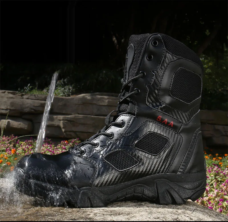 Military Tactical Mens Boots Special Force Leather Waterproof Desert Combat Ankle Boot Army Work Shoes Plus Size 39-47 (2)