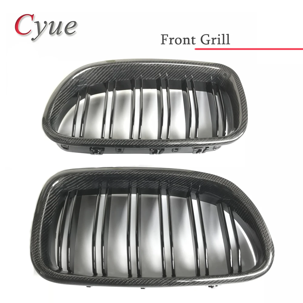 

1 Pair F10 Dual Slats Carbon Fiber Front Grille ABS Mesh Inserts for BMW 5 Series 2010 + 518d 520i 525d 528i 530i 535i 550i