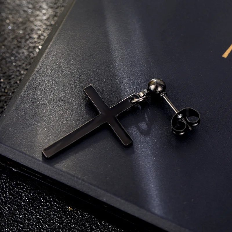 Semitree 304 Stainless Steel Colorful Cross Drop Earrings Men Women Anti-allergy Dangle Earring Fashion Wholesale Jewelry Bijoux - Image 2