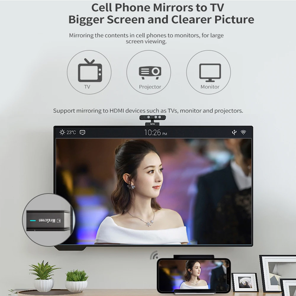 Mirascreen D8 Wifi 2.4G/5G Display Tv Dongle 1080P Miracast Airplay Dlna Mirroring To Hdtv For Phone Ios Android 