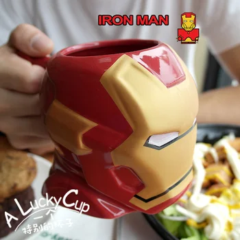 

OUSSIRRO Super Hero Avenger Iron Man Theme Milk Coffee Mugs 450ml Red Color Mug Cup Kitchen Tool Christmas Gift