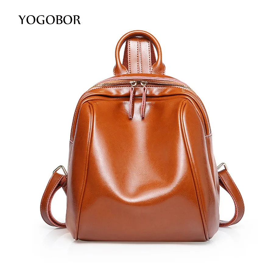 YOGOBOR Fashion Genuine Leather Women Backpack High Quality Famous Brand Preppy Style Small Women School Bag