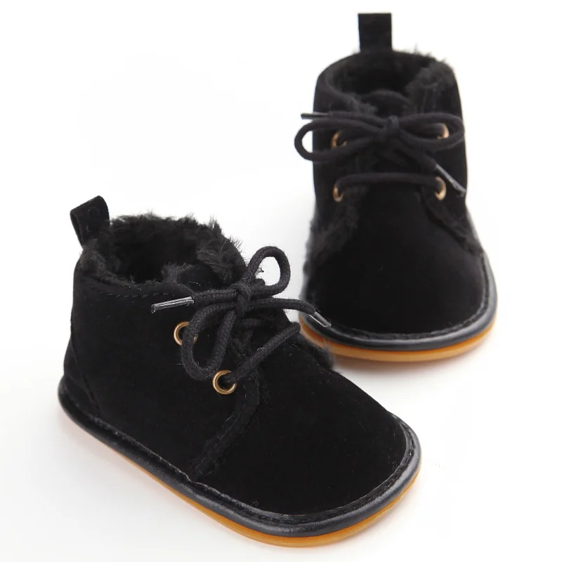 

Vintage Rubber Bottom Winter Baby Shoes Boots Non-Slip Newborn Infant T-tied First Walkers Super Warm Baby Booties Zapatos
