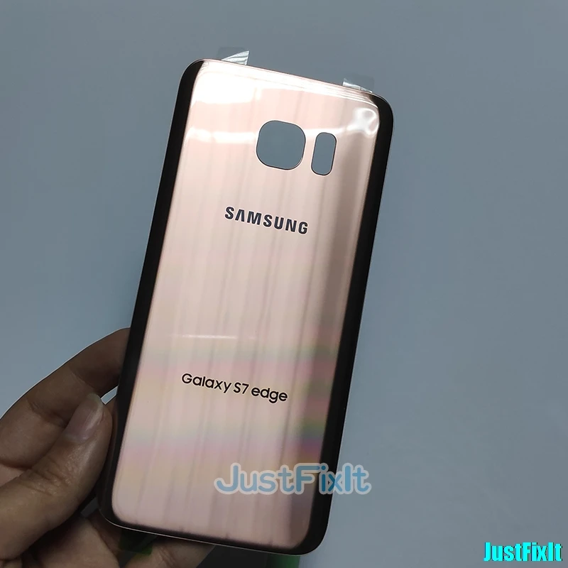 Сменный Чехол для батареи для SAMSUNG Galaxy S7 edge G930A G930F G935F G935A задняя крышка для батареи Задняя стеклянная крышка корпуса чехол - Цвет: Pink