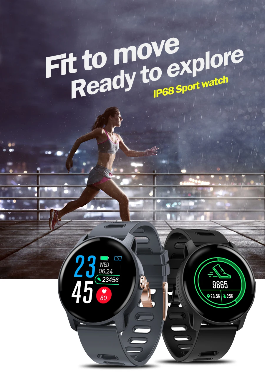 

S08 Men Sport Pedometer Smart Watch IP68 Waterproof Fitness Tracker Heart Rate Monitor Women Clock Smartwatch