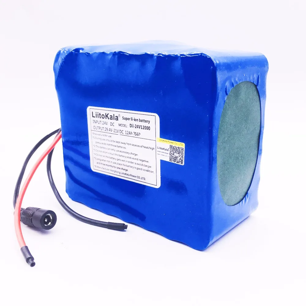 LiitoKala 24v 12ah 7S6P аккумулятор 15A BMS 250w 29,4 V 12000mAh аккумулятор для инвалидной коляски мотор электрический 29,4 V 2A зарядное устройство