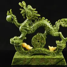 Антикварная коллекция, чистый нефрит, вырезанный вручную Статуя Дракона