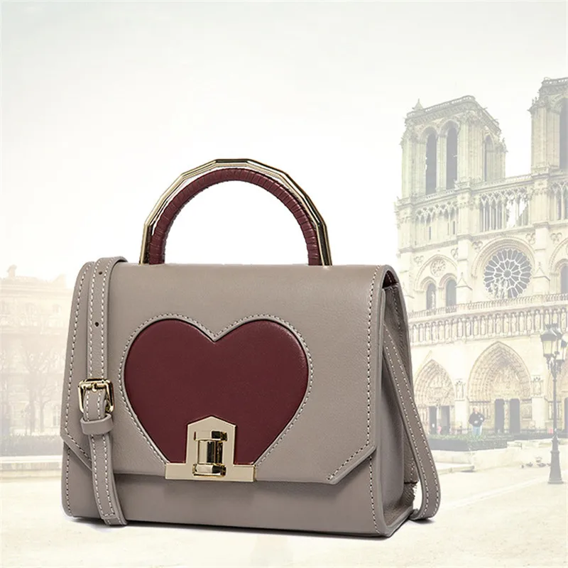 

2019 New Fashion Heart Shape High Quality Genuine Leather Shoulder Bag Women Party Shoulder Bag Ladies Handbag Messenger Bag