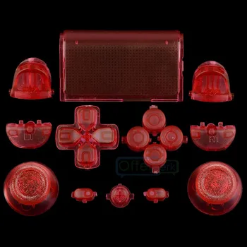 

Clear Red Full Set Buttons Kits Dpad Replacement Parts for PS4 Controller JDM-010 JDM-020