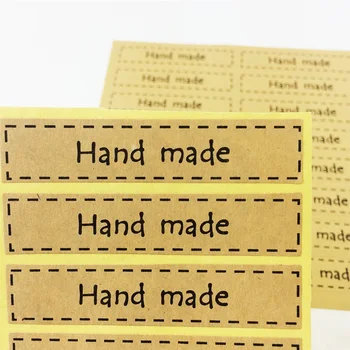

1600pcs/lot Cute Handwritten Style Handmade Long Strip Kraft Paper Sticker For DIY Gifts Seal Label Household Shops Supply