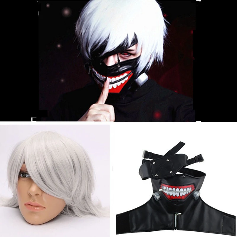 New Ken Kaneki Tokyo Ghoul Mask Party Cosplay Mascaras Pu Leather Adjustable With Zipper Japanese Anime Cosplay Prop Costume Accessories Aliexpress
