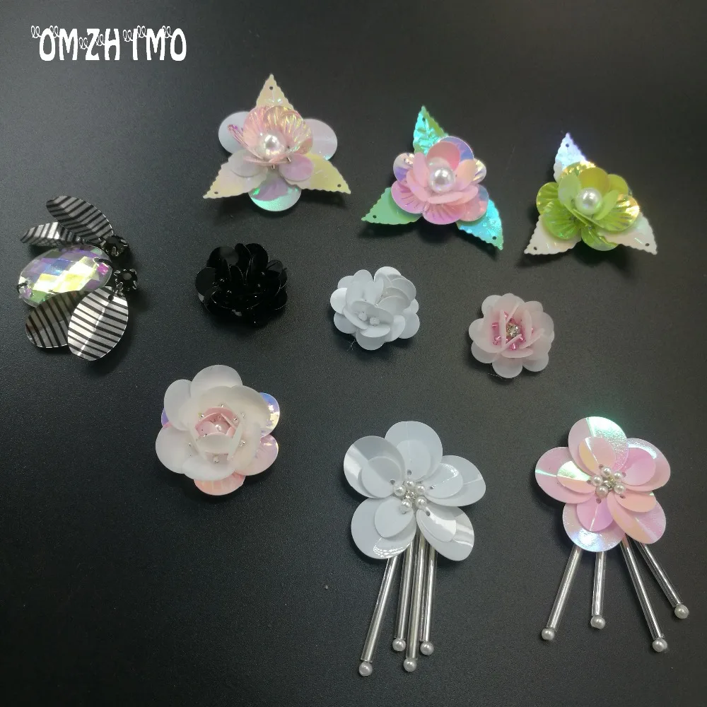 

3D Handmade Rhinestone Bee flower beaded Patches Sew on sequin patch for clothing beading Applique cute patch