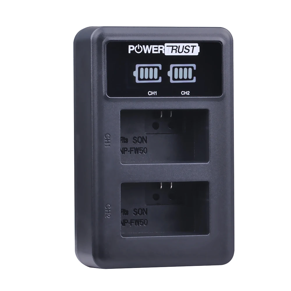 Caricatore Doppio Usb Di Powertrust Np-Fw50 Fw50 Npfw50 Led Per Sony A37 Alpha 7 7R Ii 7S A7S A7R Ii A5000 Nex-7