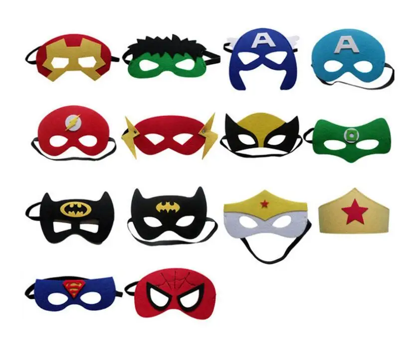 

Hot Sale Superhero Cartoon Makeup Party Mask Cosplay Superman Batman Spider-Man Hulk Iron Princess Halloween Felt Mask