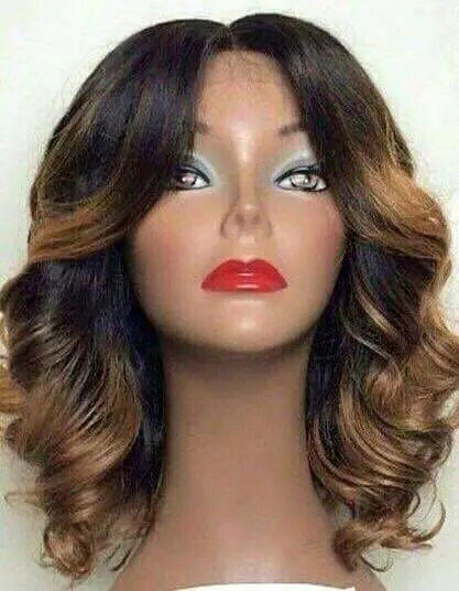 New Natural Wavy Bob Hairstyle Wigs Middle Part Full Lace Lace