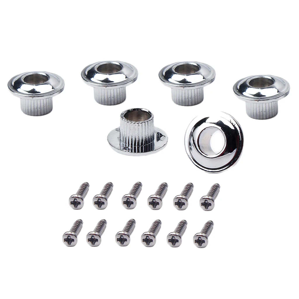 6Pcs Opened Semiclosed Vintage Guitar Tuning Pegs Tuner Machine Heads Conversion Bushings Adapter Ferrules Chrome