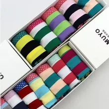 Девушки Прекрасный полосой удобный хлопок середины талии трусы подарочные коробки трусики 5 шт./лот и 7 шт./лот