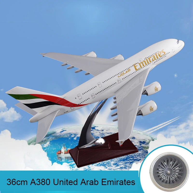 36 см модель самолета Смола A380 Объединенные Арабские Эмираты авиакомпании