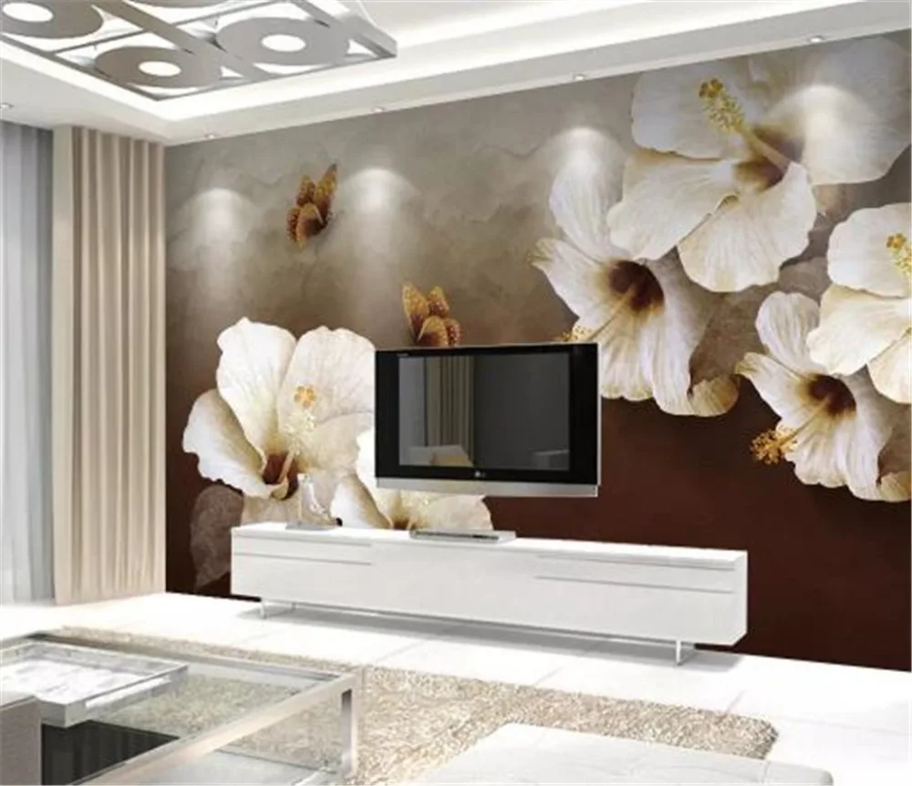 На заказ обои 3D Европейский Ностальгический цветок бабочка гостиная спальня задний план стены Декоративные Расписные обои