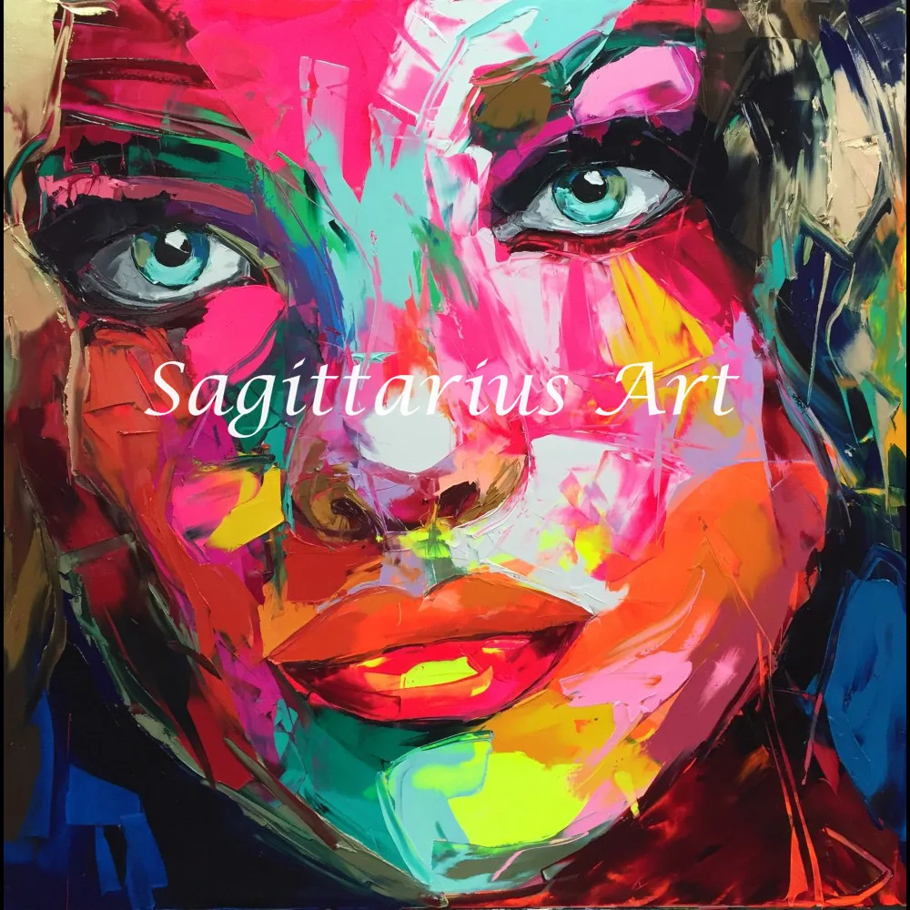 

Francoise Nielly Designers Hand Painted High quality Palette knife Abstract face Oil Painting Canvas handmade Home Bedroom Art