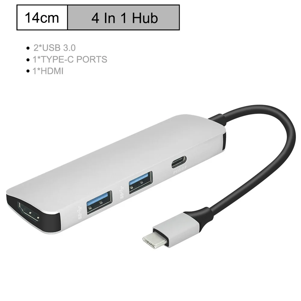 

USB C HUB USB-C To HDMI 4K Hub USB 3.0 Adapter PD/Micro Usb Charging Port for MacBook Pro Samsung Galaxy S8 Type C Hub