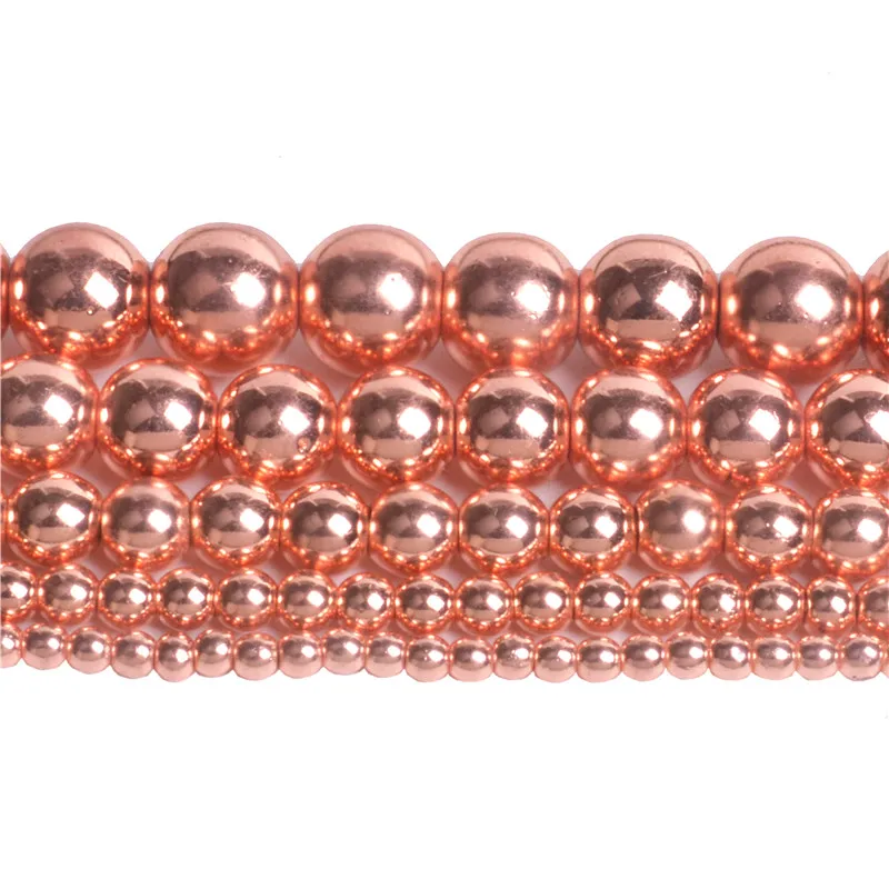

Rose Gold/Gold Silver/Gold Round Hematite Beads Natural Stone 3~10mm Loose Beads Jewelry Bracelet&necklace DIY Accessories