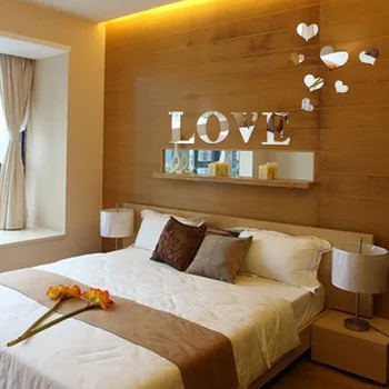 

New style Mirror wall stickers Acrylic 3d mirror Love heart decoration Home art wall stickers