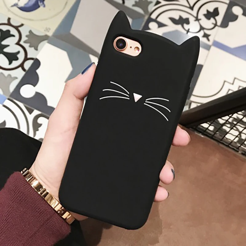 

3D Beard Cat Ears Soft Full Cover For Huawei Honor 8 Pro 4X 5C 6C 9 P8 Lite 2017 Nova 2 Plus Smart GT3 Mate7 8 GR3 Cover Case