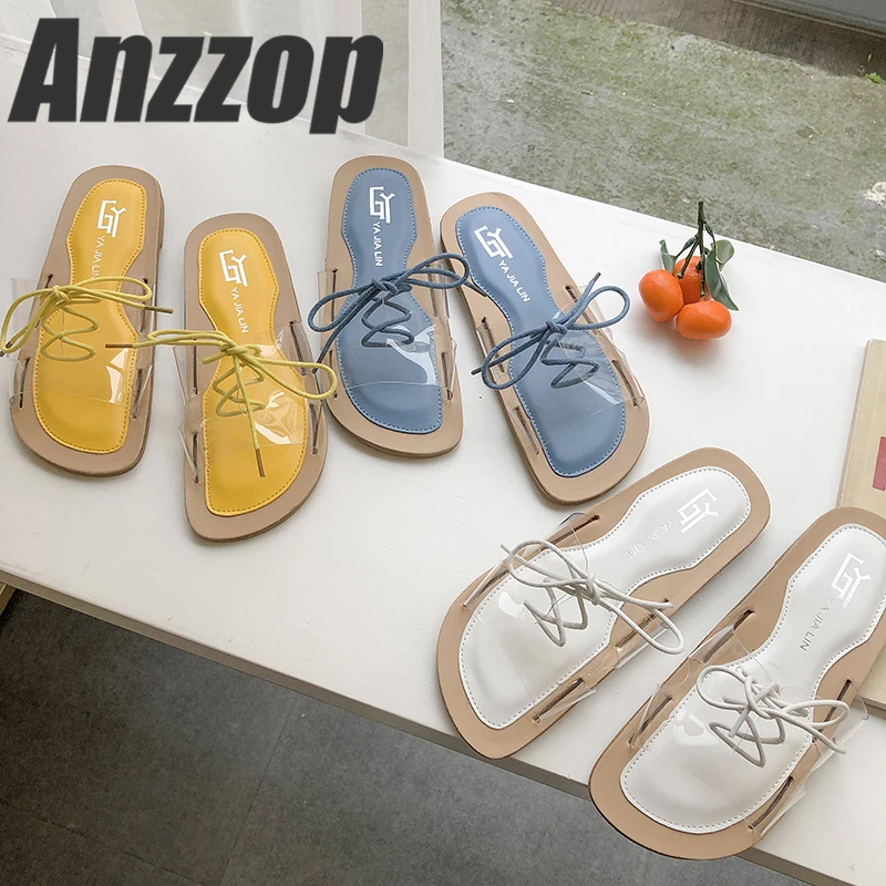 

Summer ladies slippers 2019 new bow soft bottom Shu Tianmei fashion trend outdoor Roman beach transparent sandals and slippers