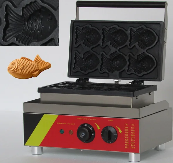 High Quality Stainless Steel three slices electric fish shaped waffle maker machinein Waffle