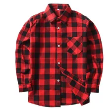 Новые хлопковые рубашки для маленьких мальчиков модная детская рубашка в клетку с принтом в полоску Одежда для детей Топы Рубашки повседневные От 1 до 12 лет