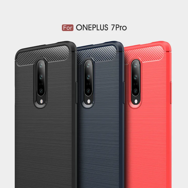 

For Oneplus 7 Pro Case for One plus 7 7Pro 6 6T 5 5T 3 Carbon Fiber Back Phone Cover for OnePlus 7 Pro Soft TPU Protective Case