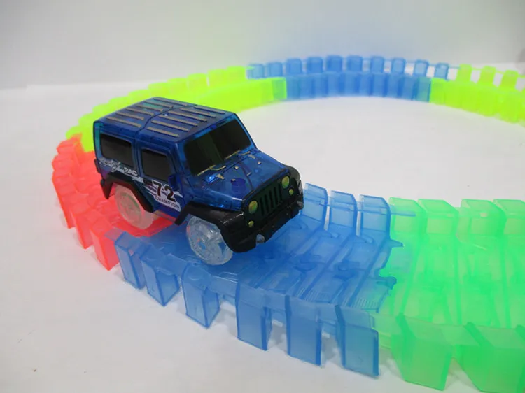 Светодиодный лиминовый автомобиль для волшебной дорожки электроники игрушки с мигающими огнями забавные DIY игрушки автомобили подарки для детей