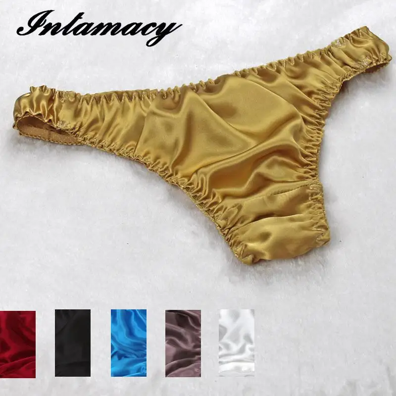 

100% Silk Simple Sexy Thong T Low Waist Pants Breathable Silk Underwear