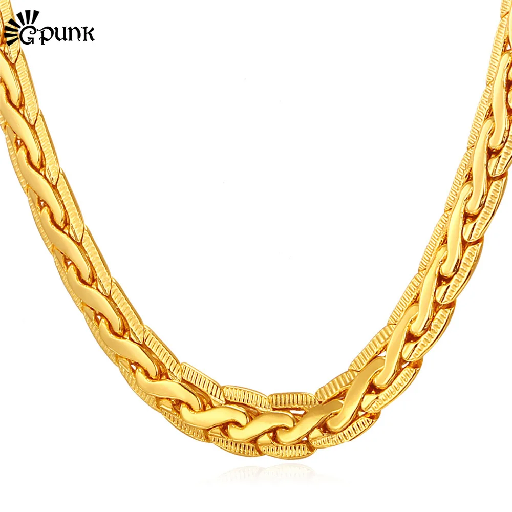 

Cuban Chain Necklace For Men 18/22/26/28 Inches Options 4 Colors Gold// Rose Gold/Black Gun color Wholesale N228G