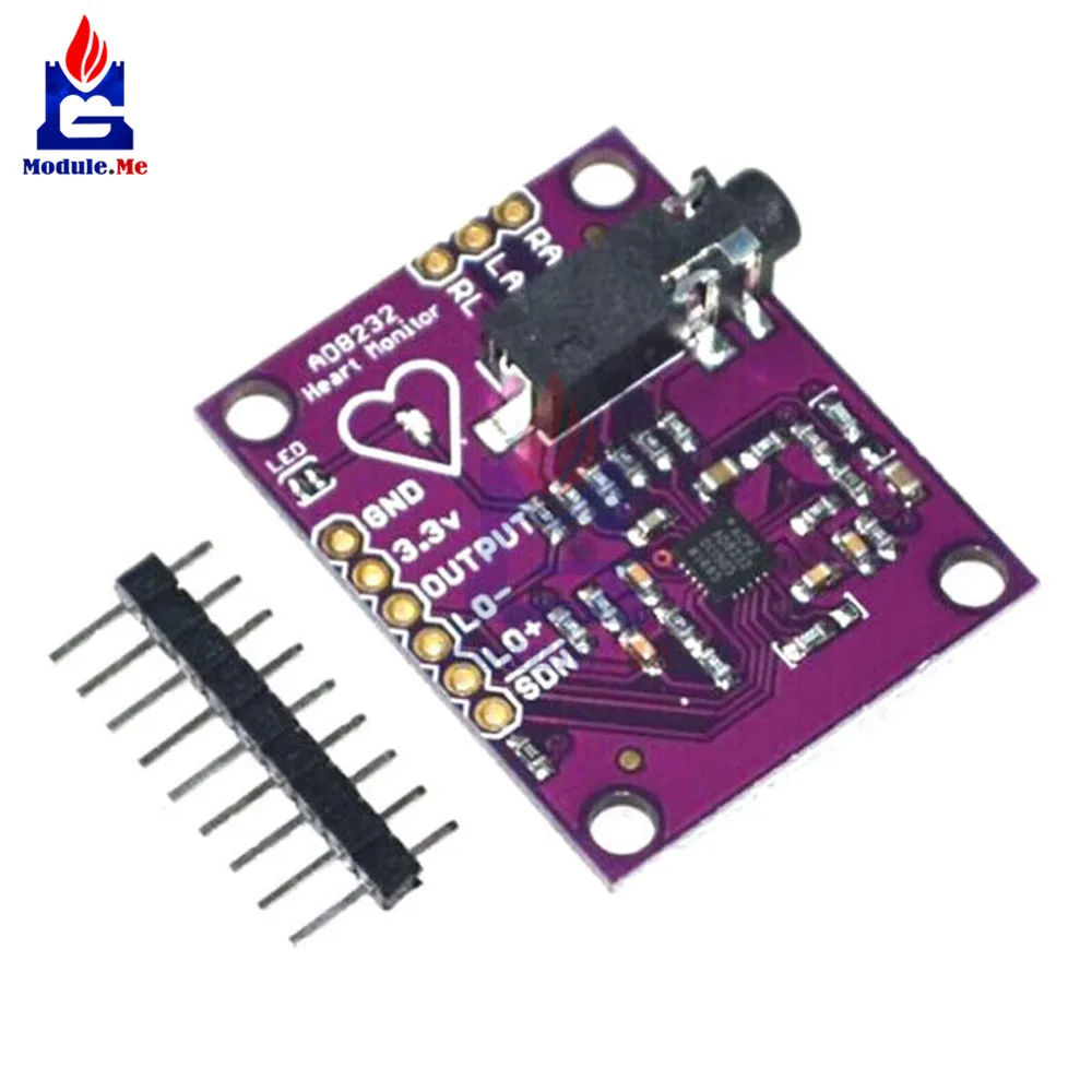 

New AD8232 Physiological Measurement Heart Pulse ECG Bio Monitor Sensor Module Board Electric Unit Modules for Arduino