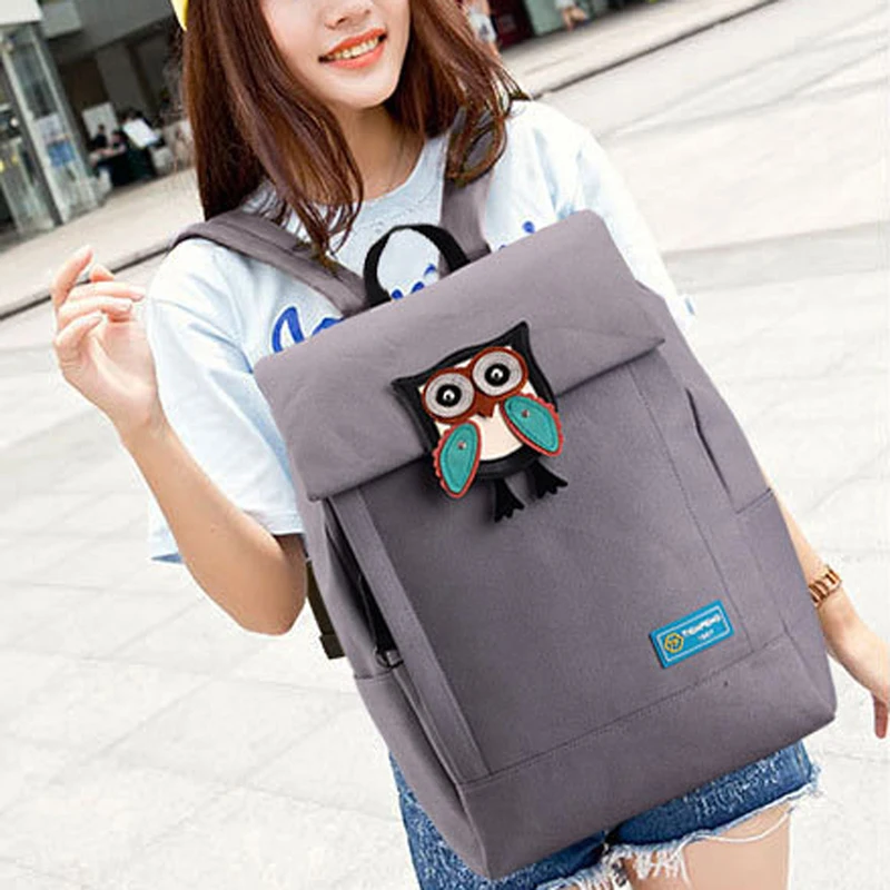 coofit Girls Fashion Backpack Lovely Owl Pattern Canvas Travel School Bags Rucksack For Women Escolar Mochila Feminina | Багаж и сумки