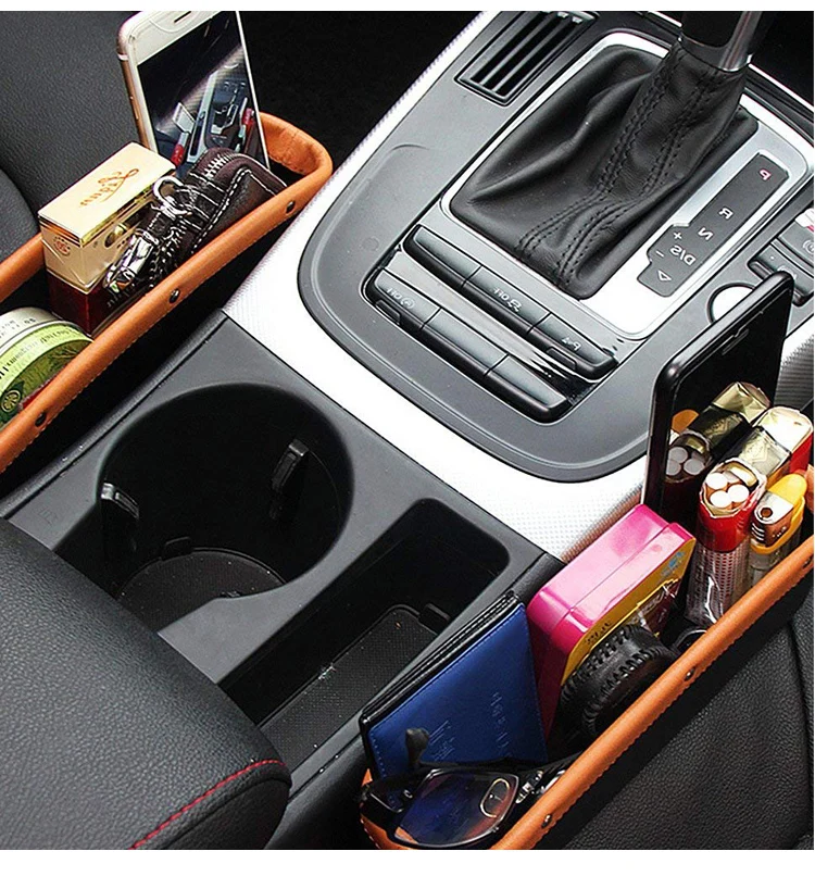 hot car seat pocket catcher auto car seat side gap pocket pu leather Sundries holder storage organizer bag box car accessories