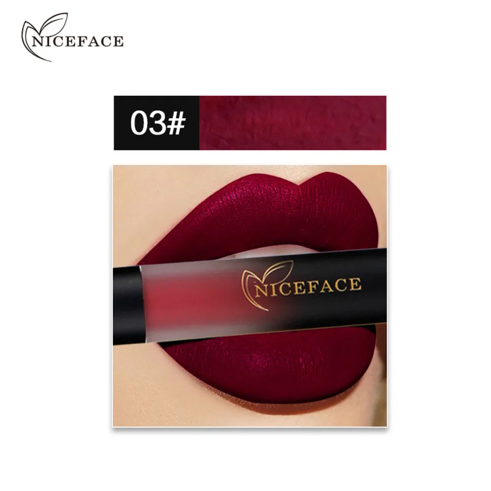 NICEFACE, Матовая жидкая помада, сексуальная, красная роза, блеск для губ, водонепроницаемый, стойкий, элегантный, телесный, помада для губ, макияж, 18 цветов - Цвет: 3